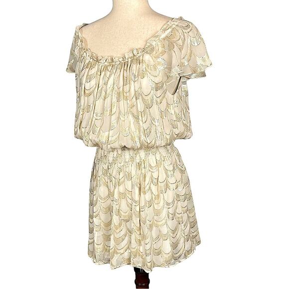 Rachel Zoe Frankie Metallic Silk Chiffon Grecian Peasant Mini Dress 4 - Picture 8 of 12